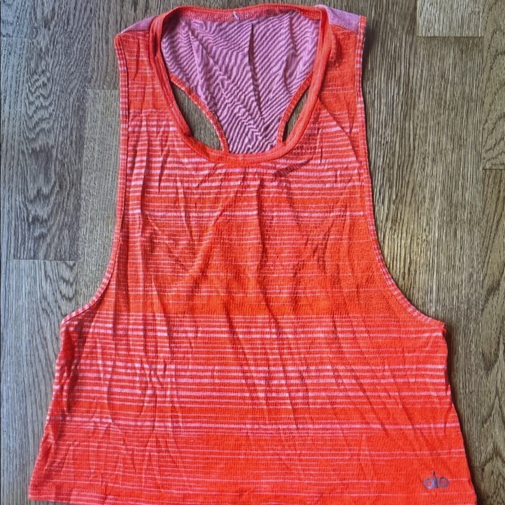 Coral & Pink Striped Racerback Tank